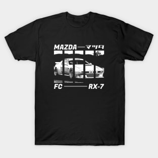 MAZDA RX-7 FC Black 'N White 3 (Black Version) T-Shirt